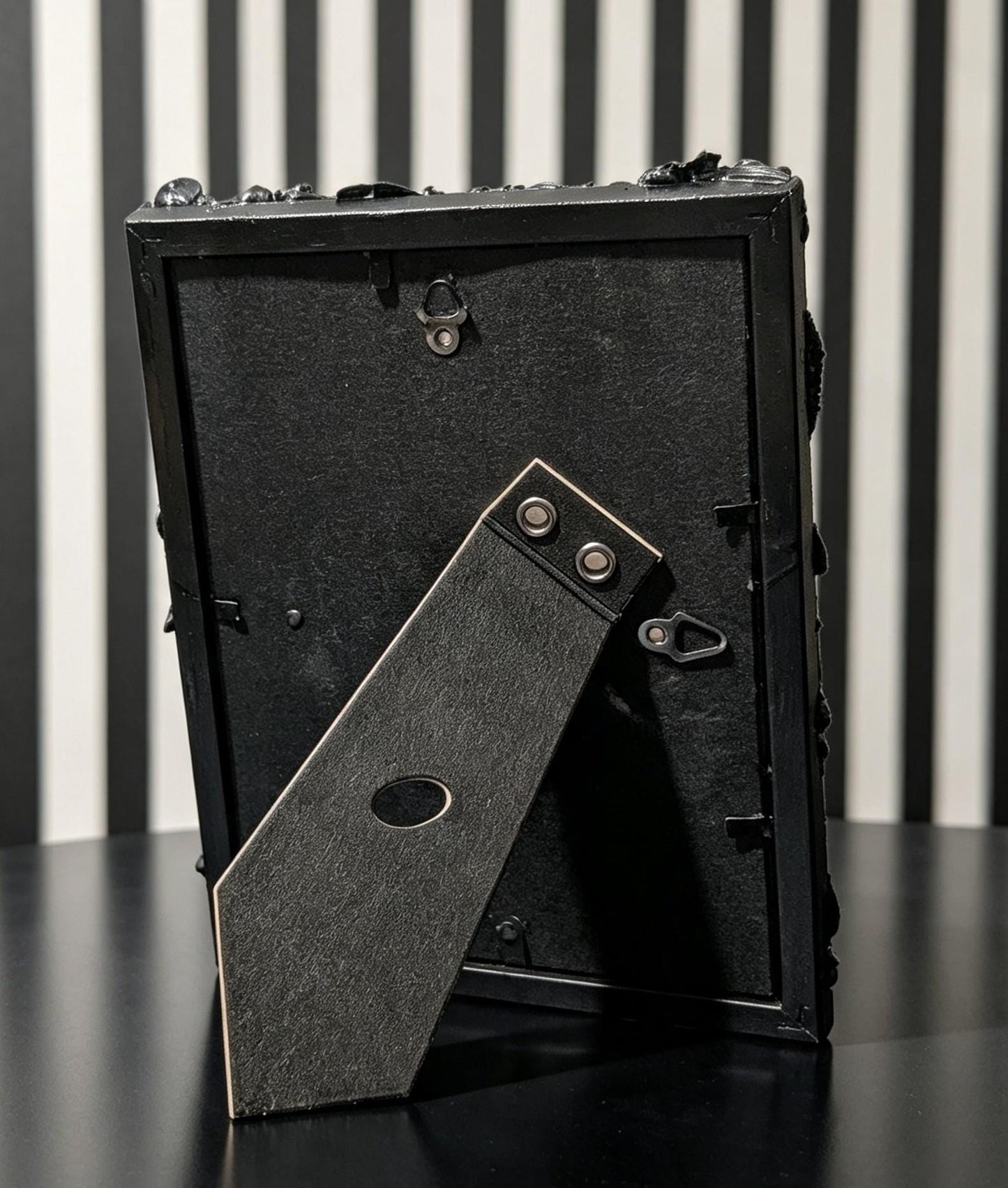 7 x 5" Portrait Picture Frame Freestanding / Wall Hanging. Black Silver -Gothic Home decor - Oh My Gothness