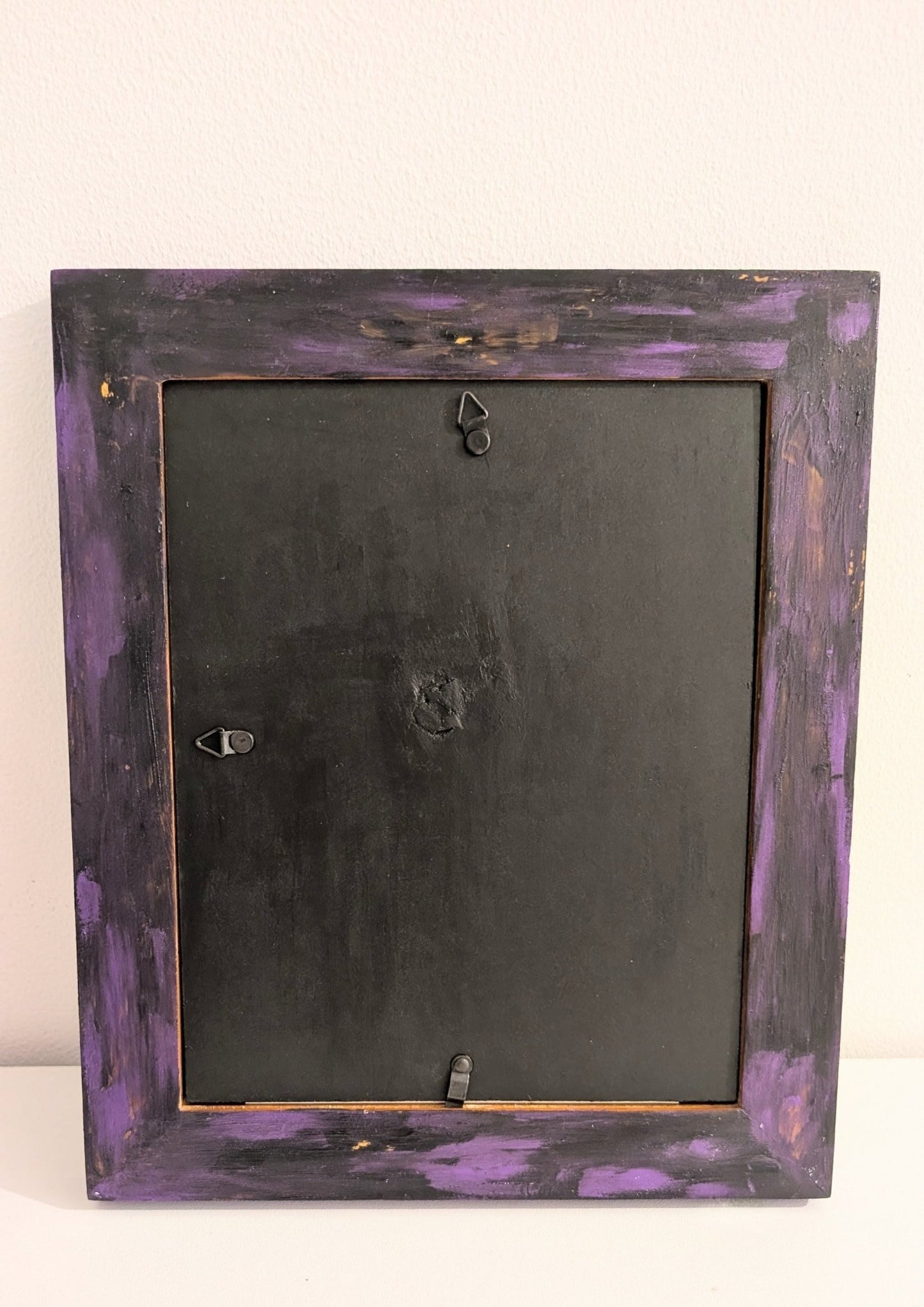 8 x 10" Portrait Wall Hanging Picture Frame. Hand Painted Metallic Purple and Embellished with Mirror Moon and Stars. Goth Home Decor Gift - Oh My Gothness