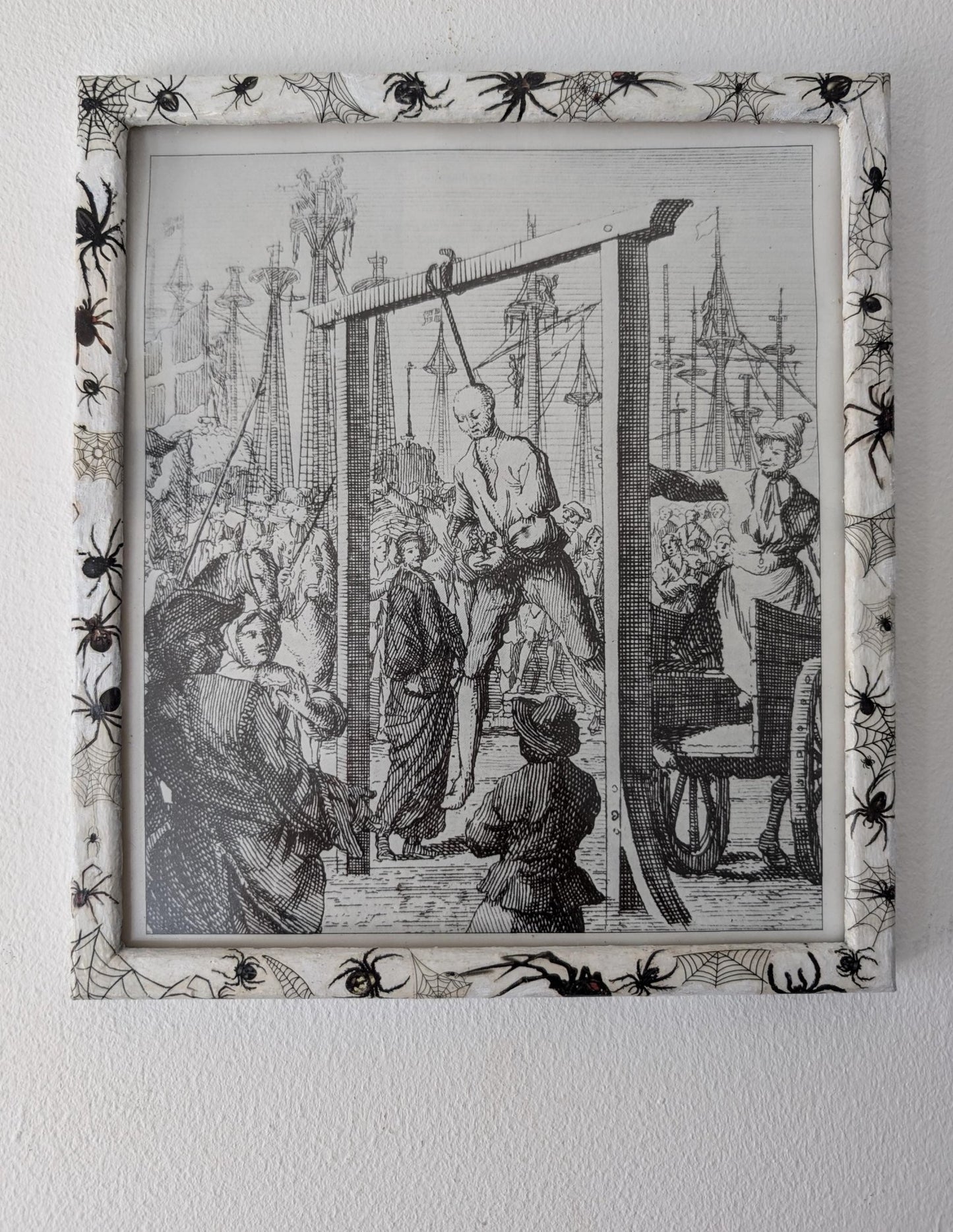 8.5"X 10" portrait Gothic Photo Picture Frame. Wall hung decor Hand painted in white with spiders and webs horror fan arachnophobia gift - Oh My Gothness