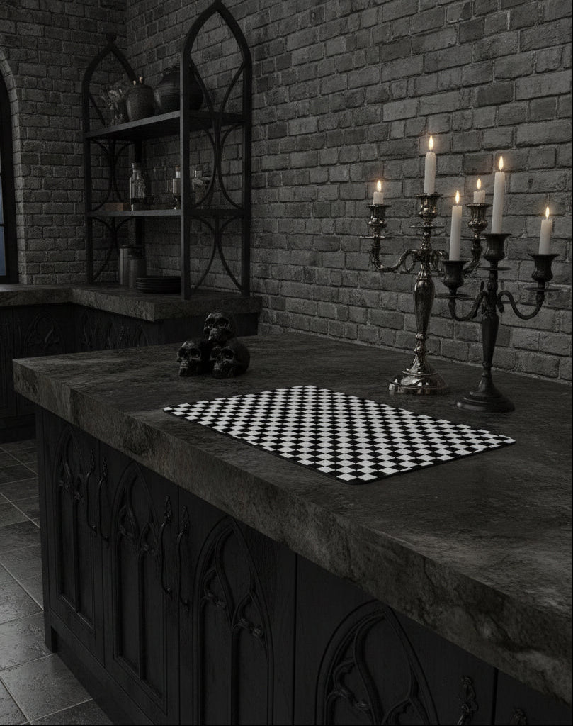 Black and White Check Tempered, Heatproof Glass Cutting Board. Worktop Saver, Cutting Board - Oh My Gothness