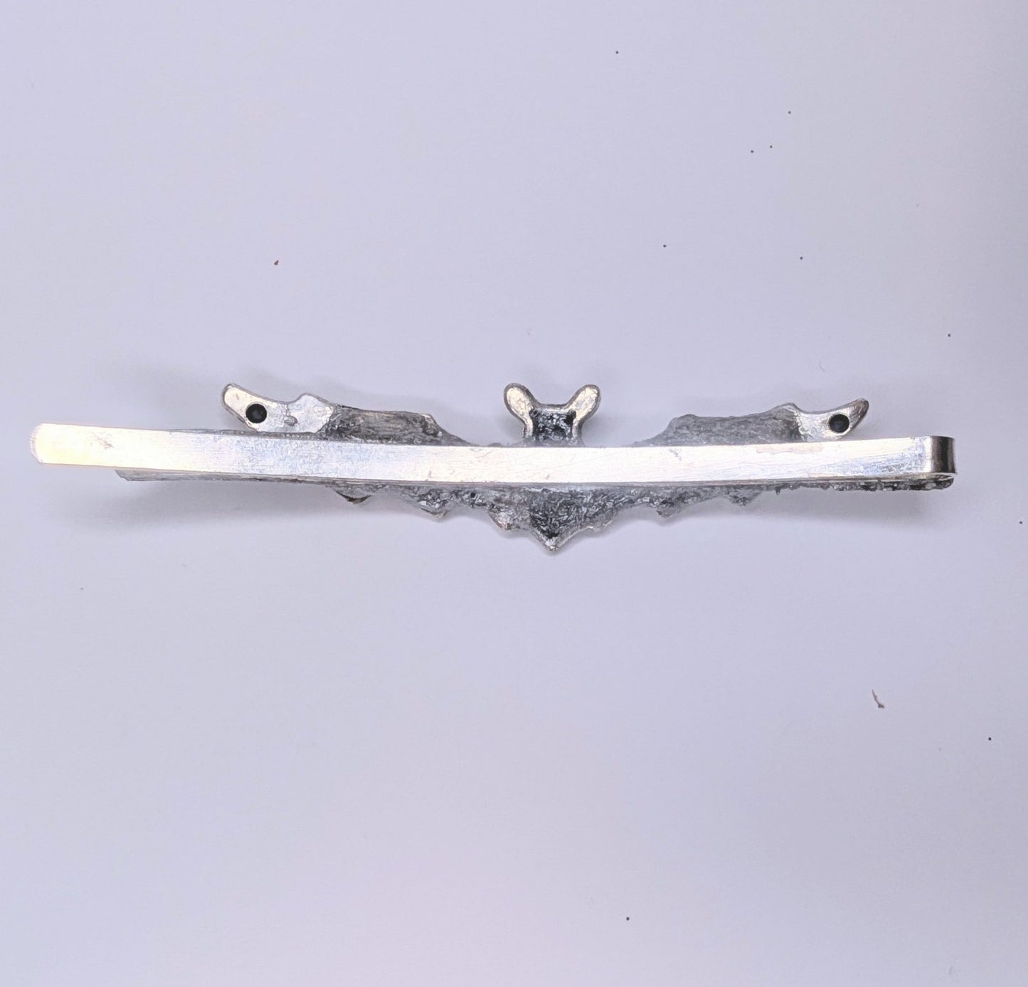 Handmade Bat Hair Slide in Silver Tone Metal and Iridescent Diamantes. Cute Gothic Hair Accessory - Oh My Gothness