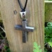 Handmade Wooden Cross Necklace Black Silver Goth Whitby Church Gothic Great Gift E4