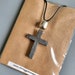Handmade Wooden Cross Necklace Black Silver Goth Whitby Church Gothic Great Gift E4
