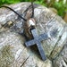 Handmade Wooden Cross Necklace Black Silver Goth Whitby Church Gothic Great Gift E4