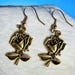 Pretty Gold Roses Drop Earrings Party Holiday Gothic Whitby Festival Great Gift ER2