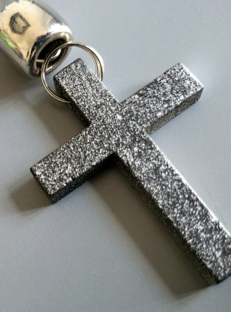 Handmade Wooden Cross Necklace Black Silver Goth Whitby Church Gothic Great Gift E4
