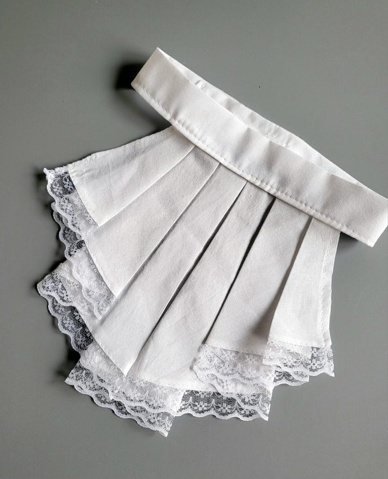 White Cotton Jabot Cravat With Lace Neck Frill Victorian Steampunk Wedding Whitby Larp Gothic Theatre Costume Races Ascot N12
