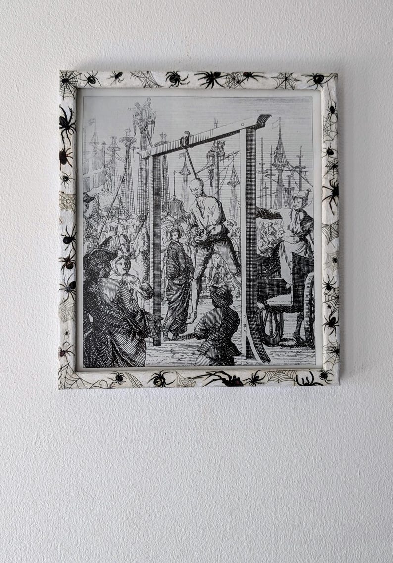 8.5"X 10" portrait Gothic Photo Picture Frame. Wall hung decor Hand painted in white with spiders and webs horror fan arachnophobia gift
