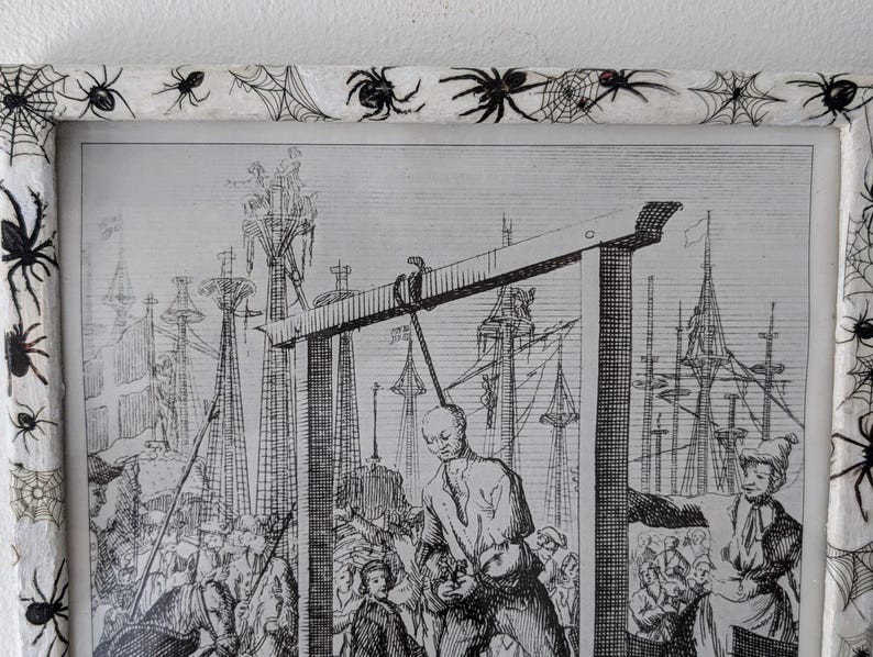 8.5"X 10" portrait Gothic Photo Picture Frame. Wall hung decor Hand painted in white with spiders and webs horror fan arachnophobia gift
