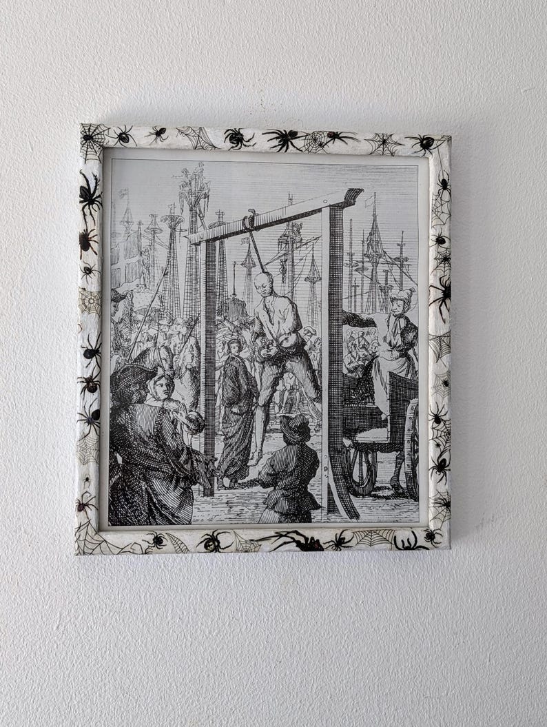 8.5"X 10" portrait Gothic Photo Picture Frame. Wall hung decor Hand painted in white with spiders and webs horror fan arachnophobia gift
