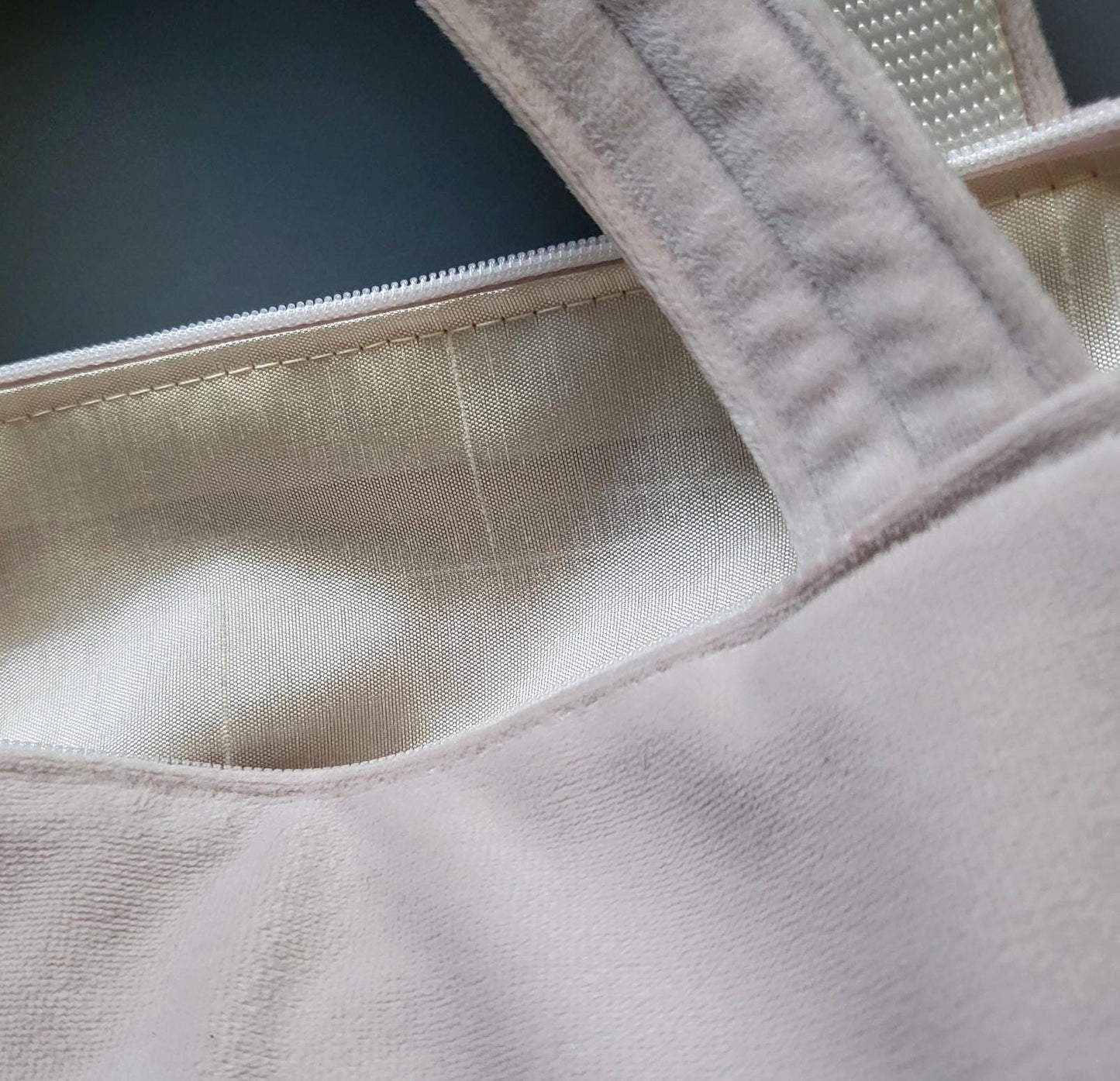 Handmade Blush Pink Velvet Tote Bag, Fully Lined Shopper