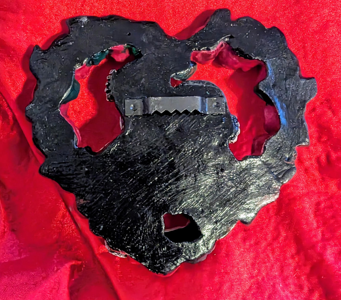 Skeleton Lovers in heart made of red rose Hand made and painted. Gothic wall decor wedding gift romantic goth couples house warming present