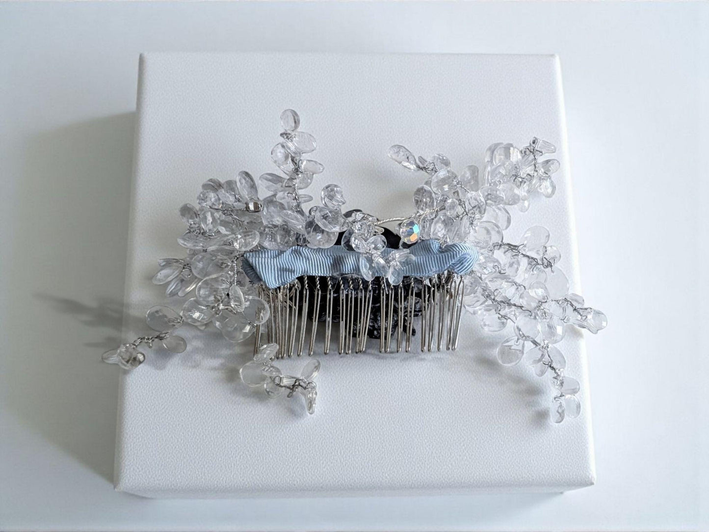 Blue Crystal Spider Hair Comb, Gothic Bridal Fascinator
