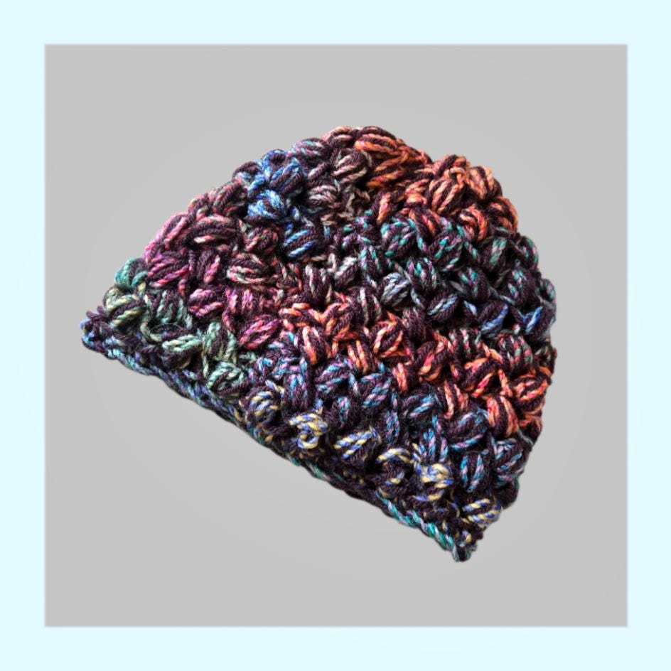 Handmade Crochet Beanie Hat OOAK Pink Blue Green Adult Emo Goth Fairy Forage HT52