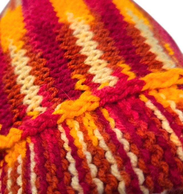 Orange Yellow Red Knitted Forest Bonnet Handmade Pixie Bow Tie Hat Woodland Adult Emo Goth Whimsy Elf Fairy Winter Gift HT70