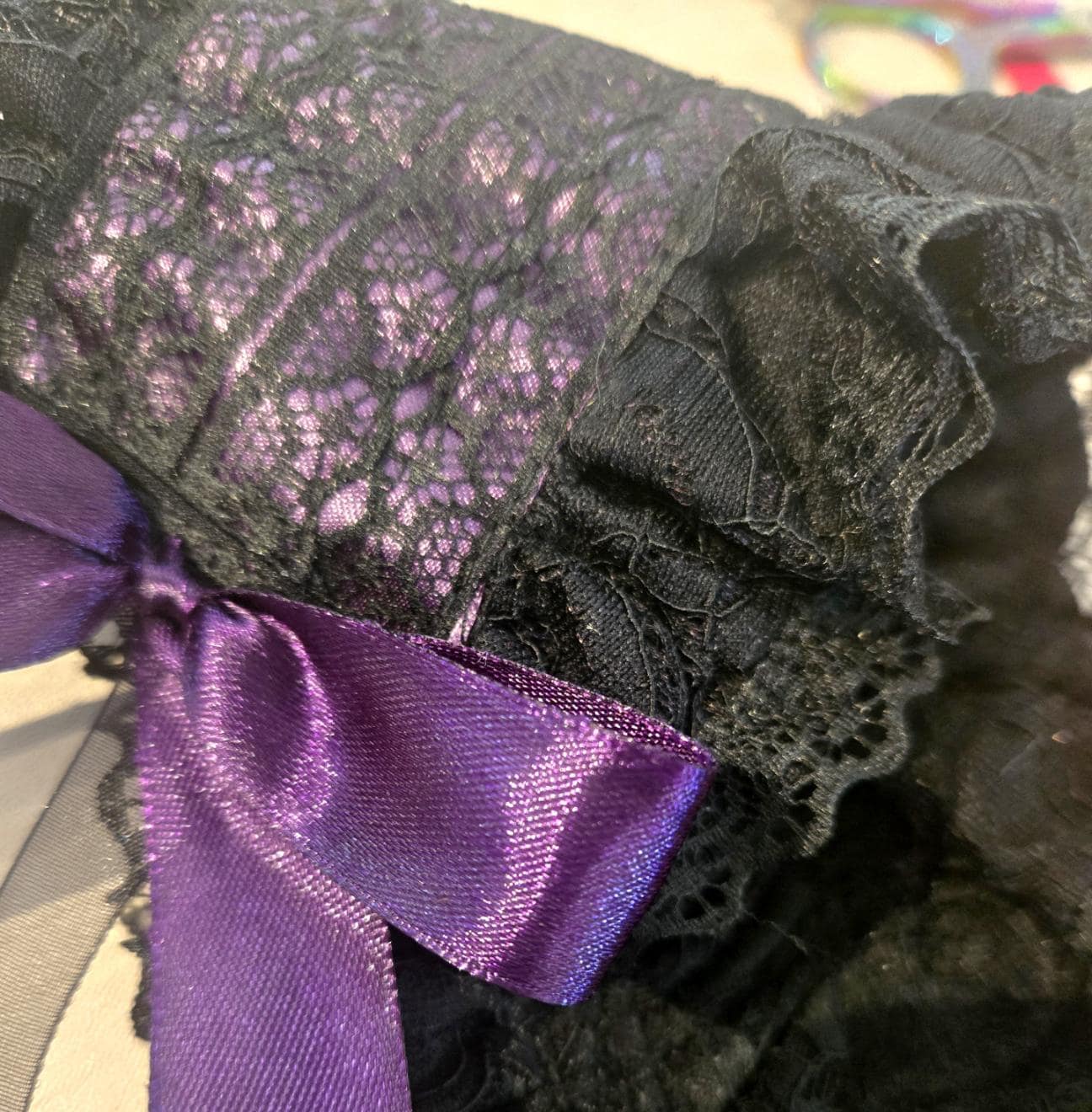 Purple Black Lace Lolita Headpiece Head Band - Steampunk Maid Gothic Emo