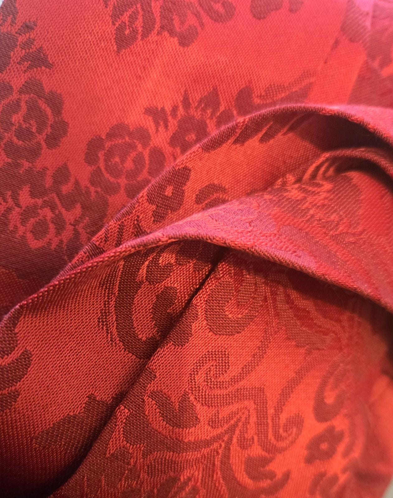Dark Red Damask Cravat Tie - Steampunk, Victorian, Wedding, Gothic, Races