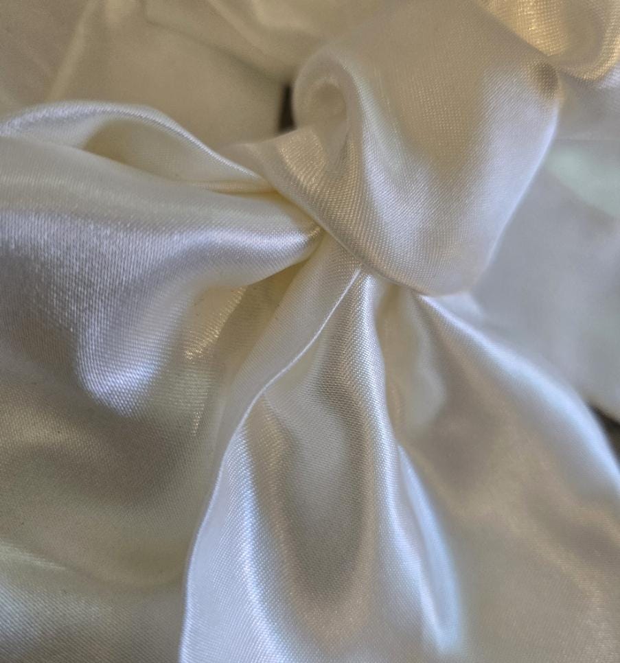 Cream Satin Cravat Bow Tie - Steampunk Pussy Bow Gothic Victorian Costume Wedding