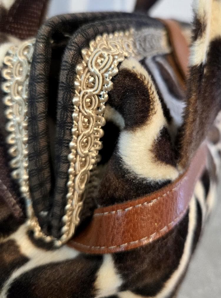 Handmade Brown Giraffe Print Handbag, Fully Lined, Original OOAK