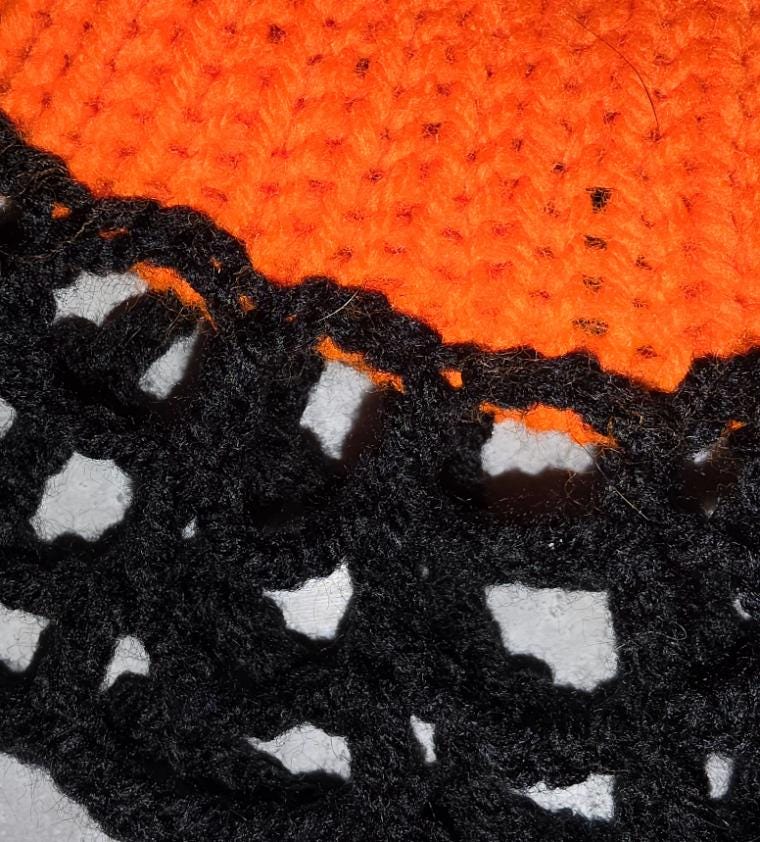 Orange Black Spider Web Knitted Wrist Cuffs - Halloween Emo Steampunk Goth