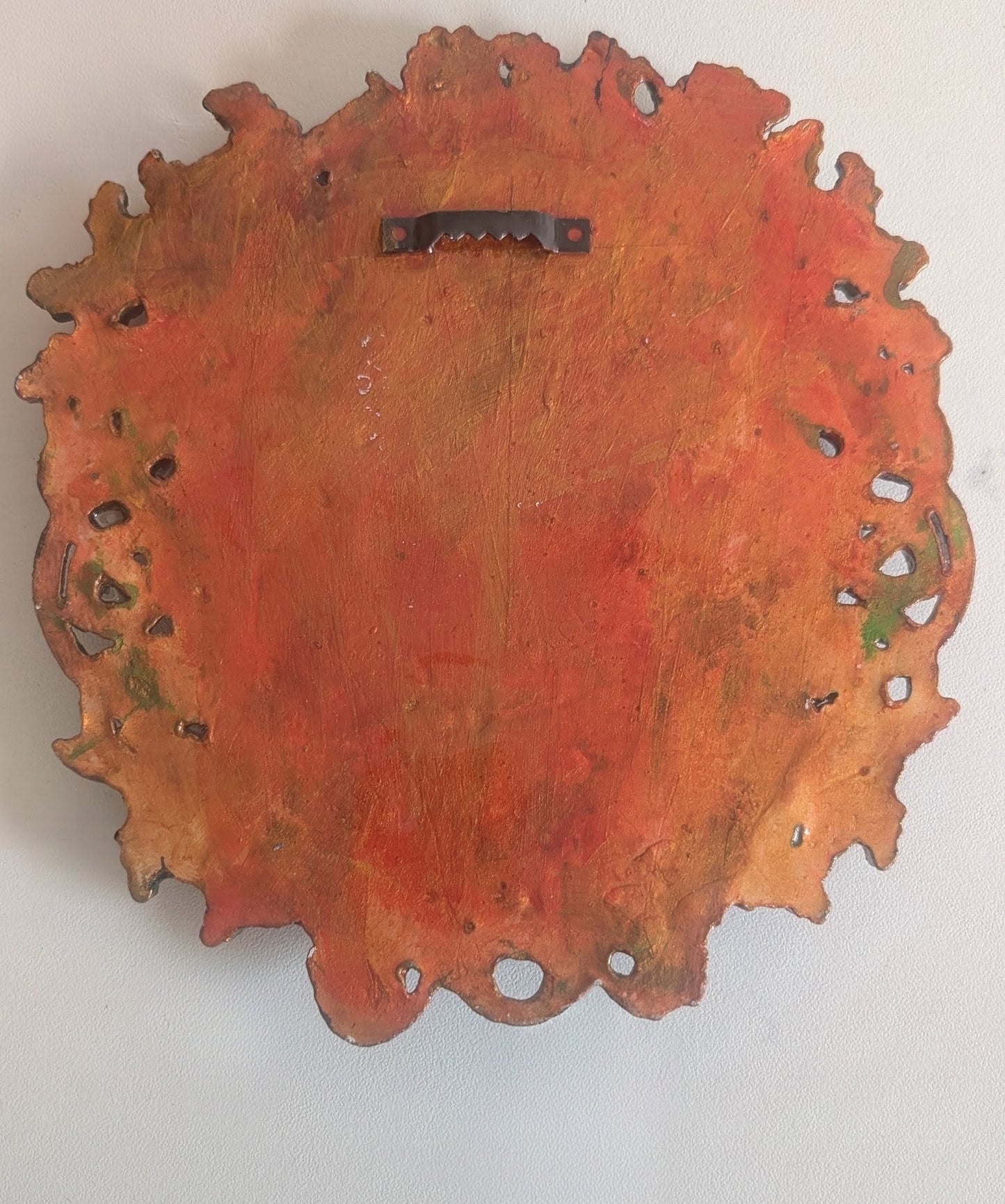 Handcast Green man wall hanging plaque in copper tones. Pagan Home Decor