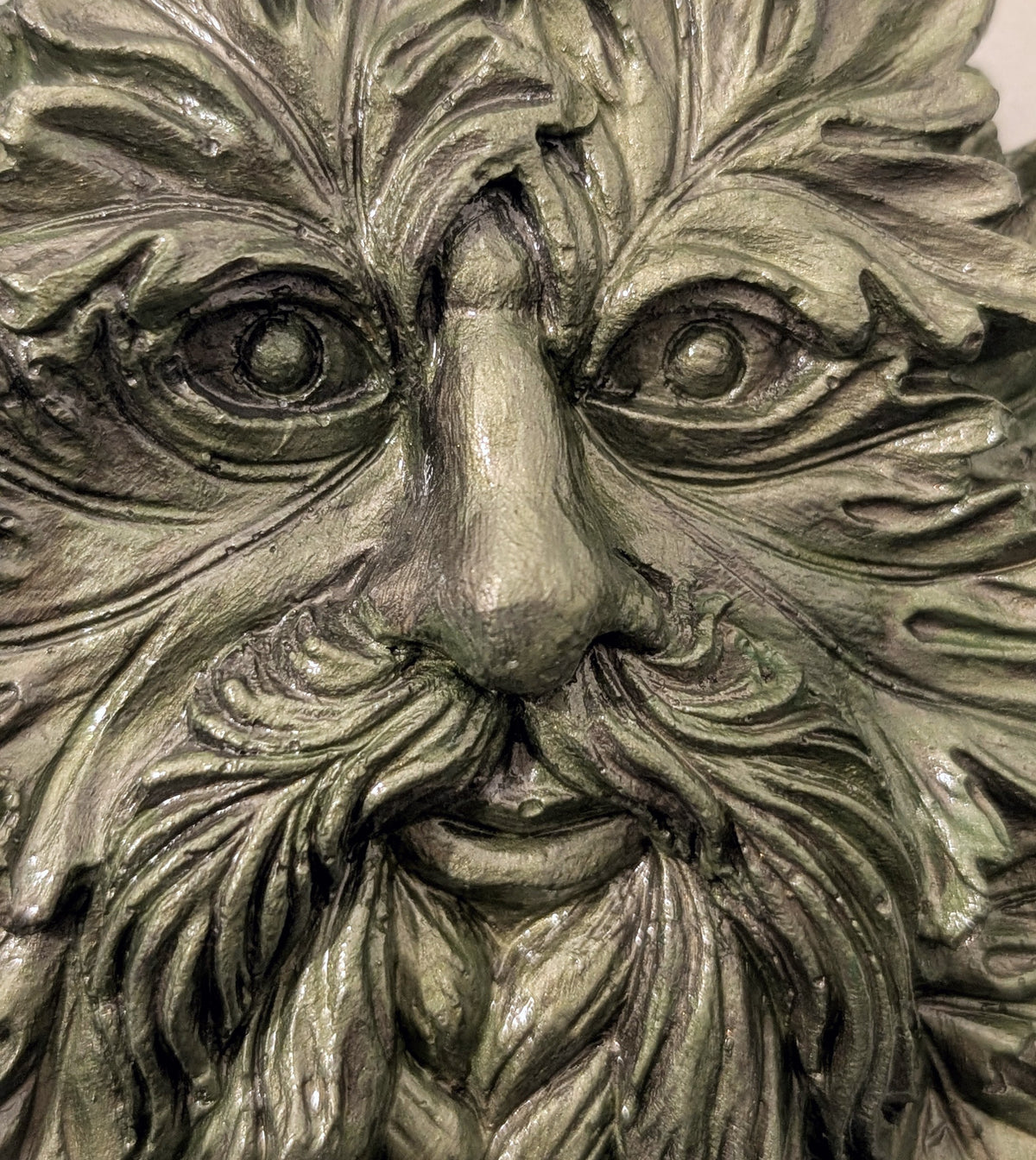 Hand Cast Green Man wall hanging plaque Pagan Home Decor gift