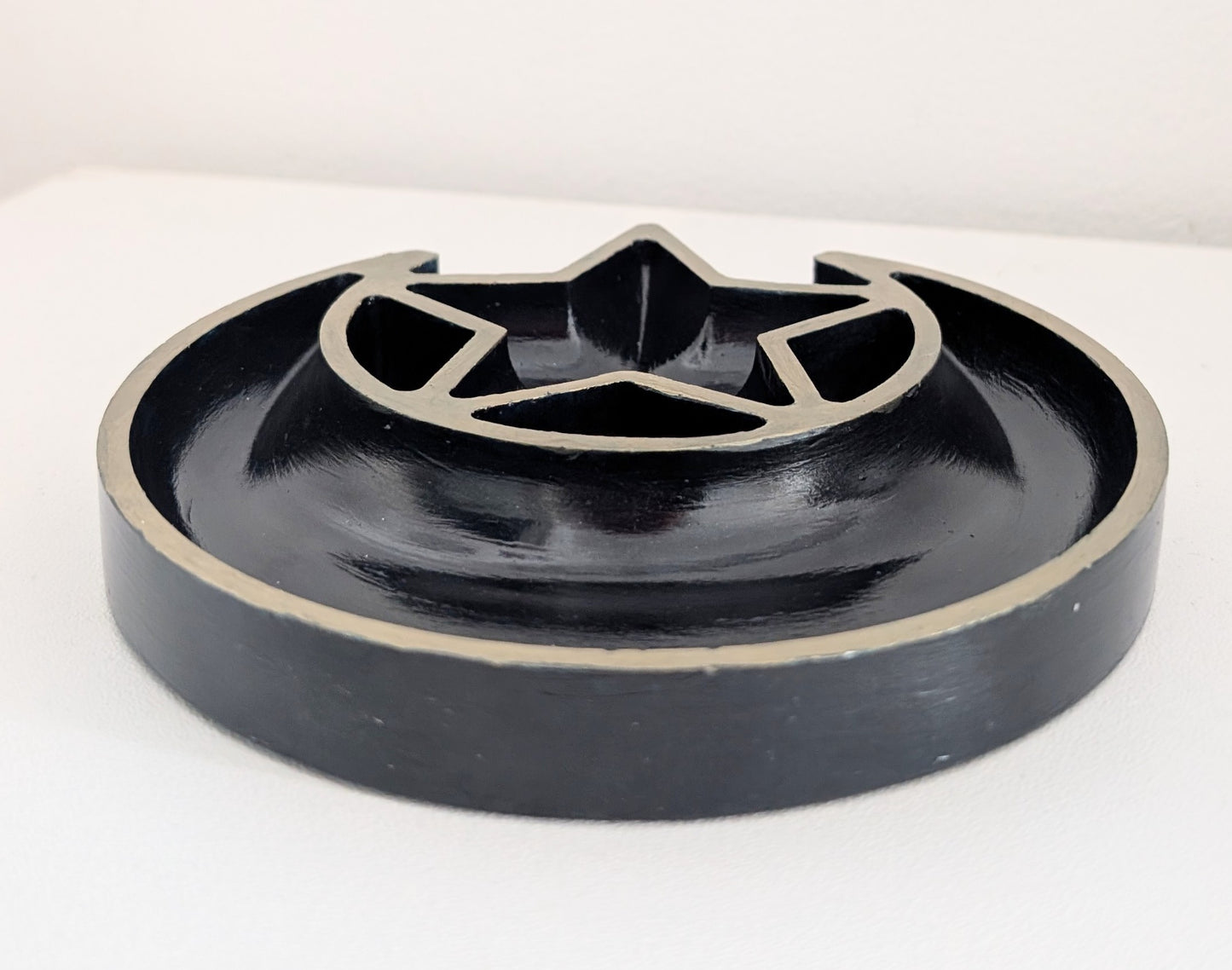 Hand Cast Moon and Stars Trinket in Dark Blue + Pale Gold. Jewellery Holder 90s Gothcore Home Decor