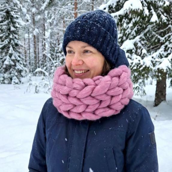 Super Chunky Snood Neck Warmer Mammoth Wool Pink Cosy Scarf Cowl Free Size NK6 - Oh My Gothness