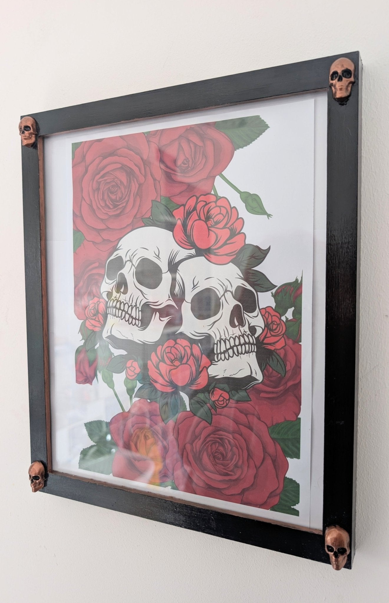 10 x 12" Picture Frame. Portrait Wall Hanging. Black with Copper Skulls. Gothic Home Decor Gift - Oh My Gothness