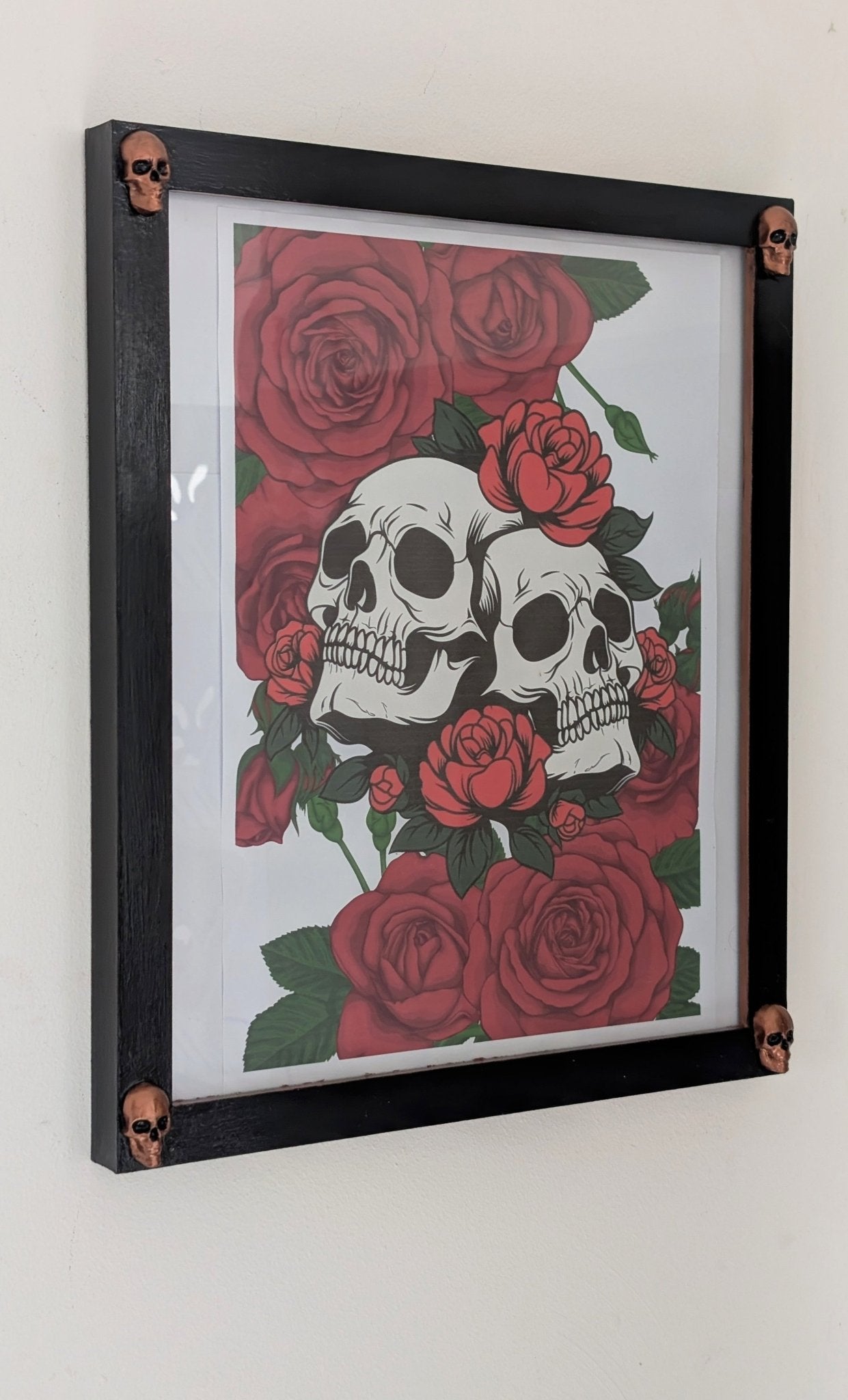 10 x 12" Picture Frame. Portrait Wall Hanging. Black with Copper Skulls. Gothic Home Decor Gift - Oh My Gothness