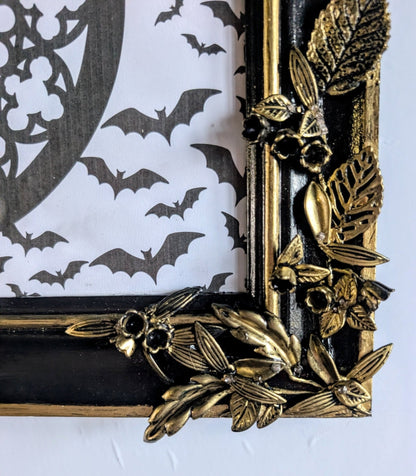 10 x 8" Black Gold Foliage and Flowers Wooden Landscape Picture Frame. Home Decor Gift - Oh My Gothness