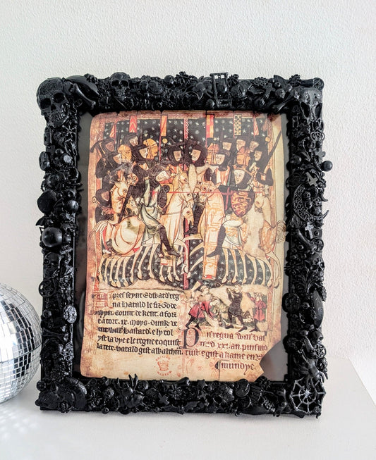 10" x 8" Black Portrait Freestanding Hand Embellished Gothic Charms Picture Frame Home Decor Gift - Oh My Gothness