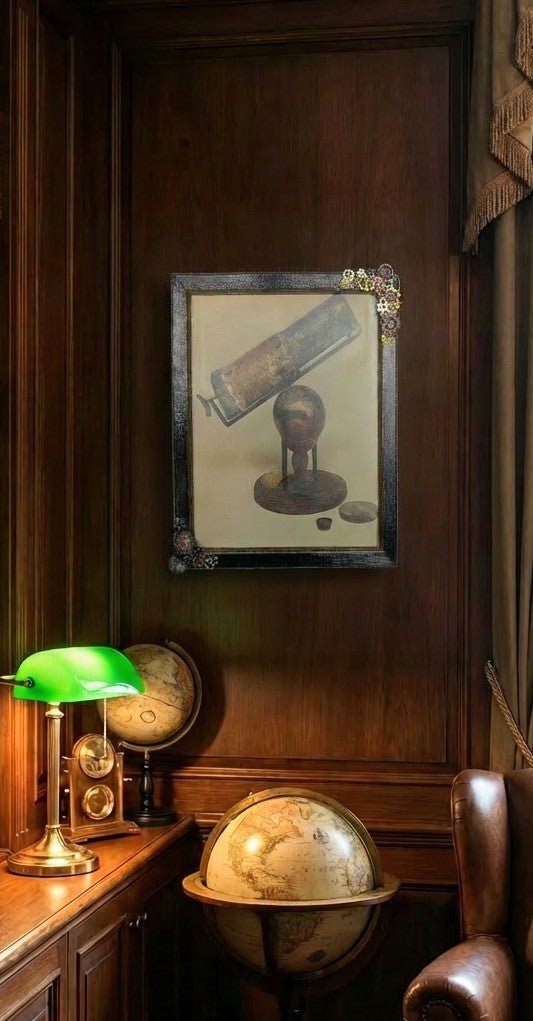 10 x 8" Green & Gold Picture Frame. Steampunk Metal Cogs Detailing Home Wall Hanging Home Decore - Oh My Gothness
