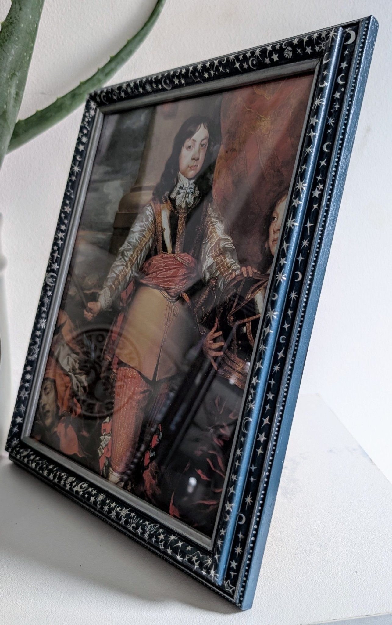 10 x 8" Picture Frame Freestanding Portrait Blue and Silver Moon and Stars Home Decor Cosmic Gift - Oh My Gothness
