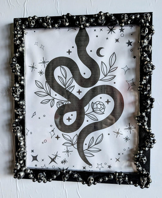10 x 8" Picture Frame Skulls Blackened Silver Portrait Wall Hanging Gothic Home Decor - Oh My Gothness