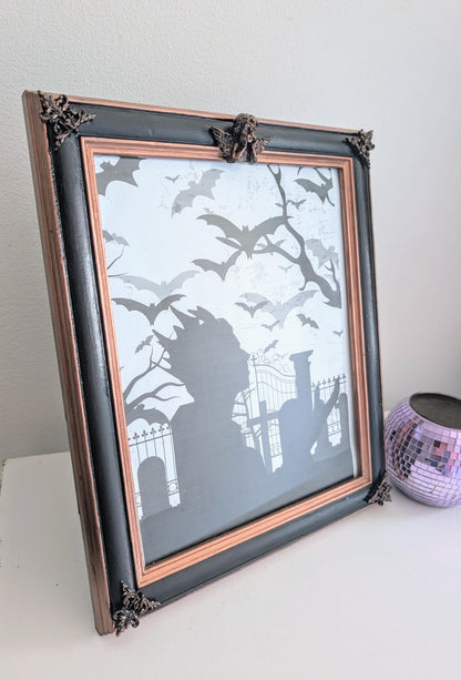 10 x 8" portrait freestanding picture photo frame. Copper/bronze tone and black with cherubs and decorative corner detailing goth home gift - Oh My Gothness