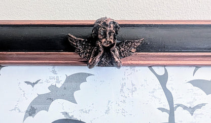 10 x 8" portrait freestanding picture photo frame. Copper/bronze tone and black with cherubs and decorative corner detailing goth home gift - Oh My Gothness