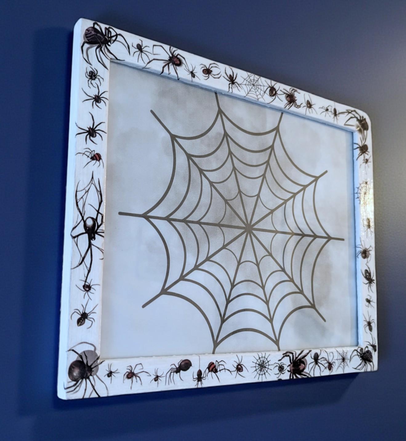 10 x 8" wall hanging arachnids picture photo frame. Portrait landscape. White wooden spiders unique home decor house accent gothic gift - Oh My Gothness
