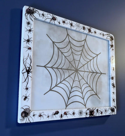 10 x 8" wall hanging arachnids picture photo frame. Portrait landscape. White wooden spiders unique home decor house accent gothic gift - Oh My Gothness