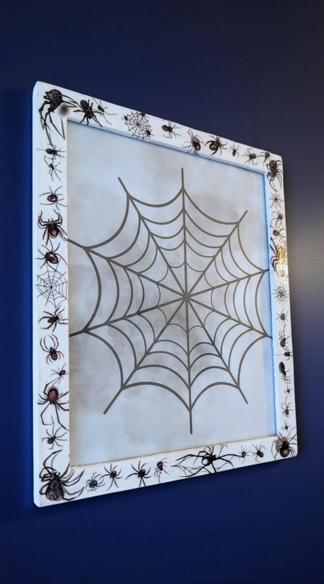 10 x 8" wall hanging arachnids picture photo frame. Portrait landscape. White wooden spiders unique home decor house accent gothic gift - Oh My Gothness