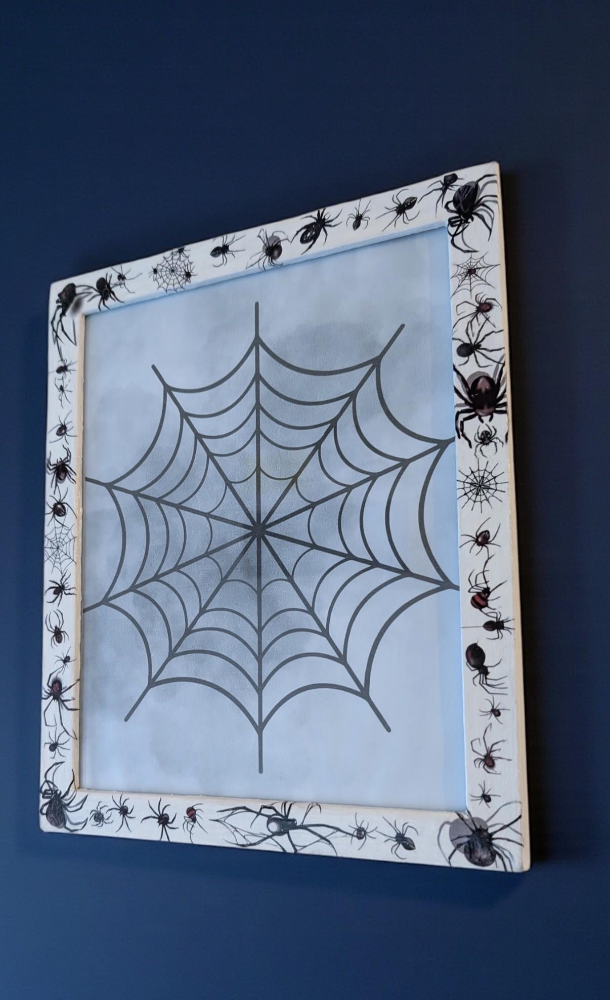10 x 8" wall hanging arachnids picture photo frame. Portrait landscape. White wooden spiders unique home decor house accent gothic gift - Oh My Gothness