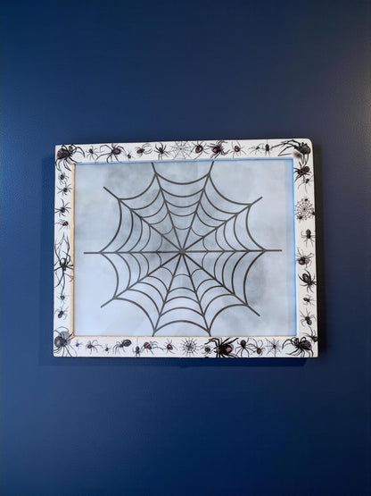 10 x 8" wall hanging arachnids picture photo frame. Portrait landscape. White wooden spiders unique home decor house accent gothic gift - Oh My Gothness