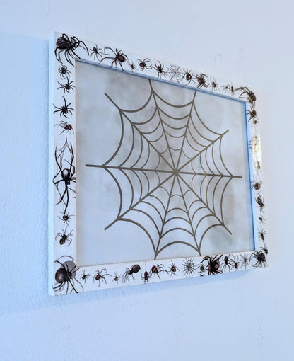 10 x 8" wall hanging arachnids picture photo frame. Portrait landscape. White wooden spiders unique home decor house accent gothic gift - Oh My Gothness