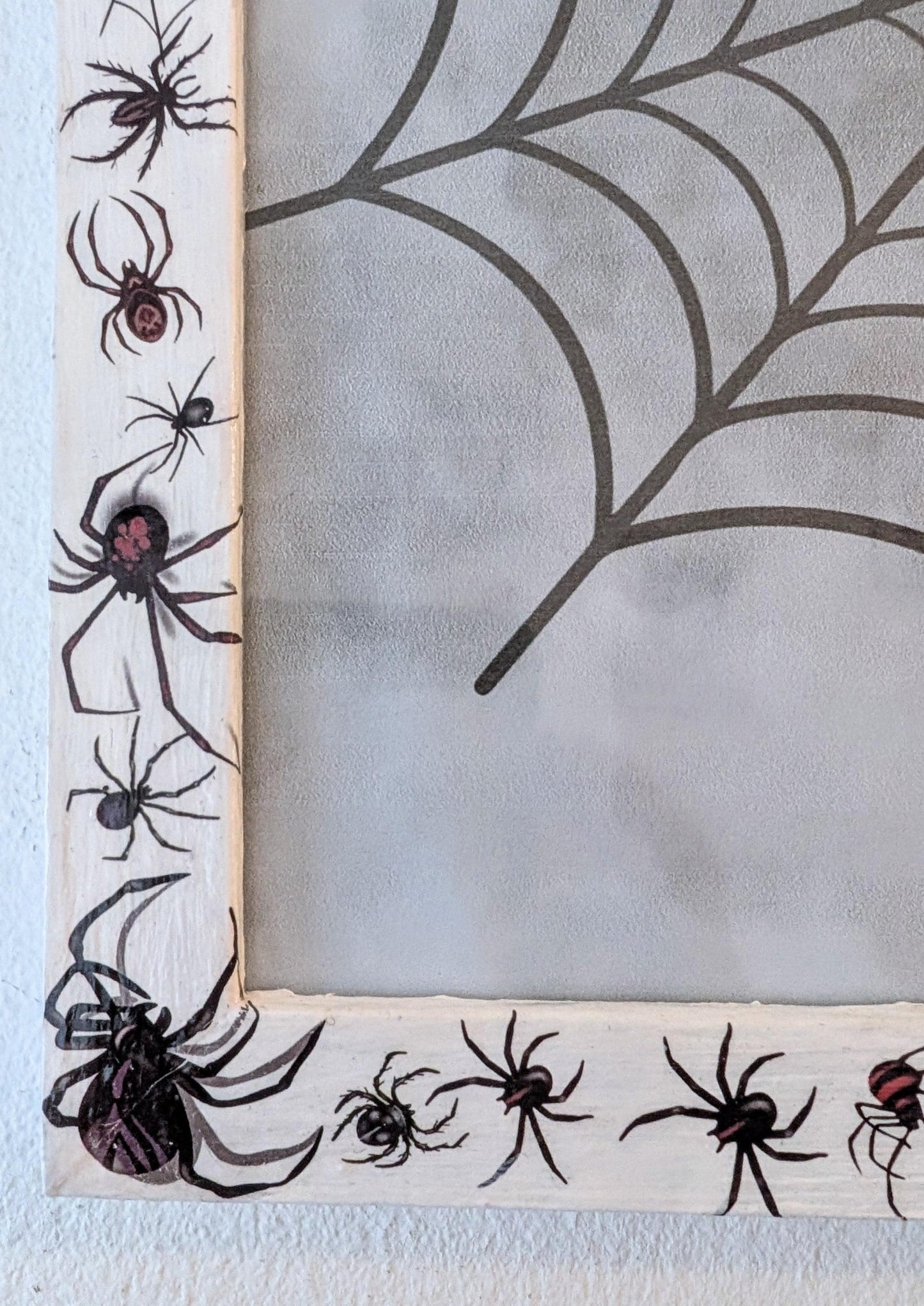 10 x 8" wall hanging arachnids picture photo frame. Portrait landscape. White wooden spiders unique home decor house accent gothic gift - Oh My Gothness