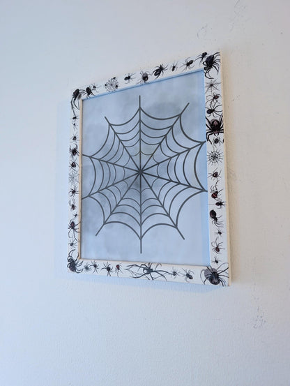 10 x 8" wall hanging arachnids picture photo frame. Portrait landscape. White wooden spiders unique home decor house accent gothic gift - Oh My Gothness