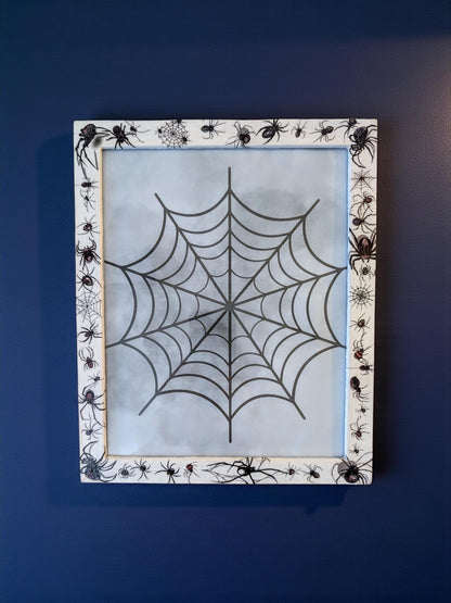 10 x 8" wall hanging arachnids picture photo frame. Portrait landscape. White wooden spiders unique home decor house accent gothic gift - Oh My Gothness