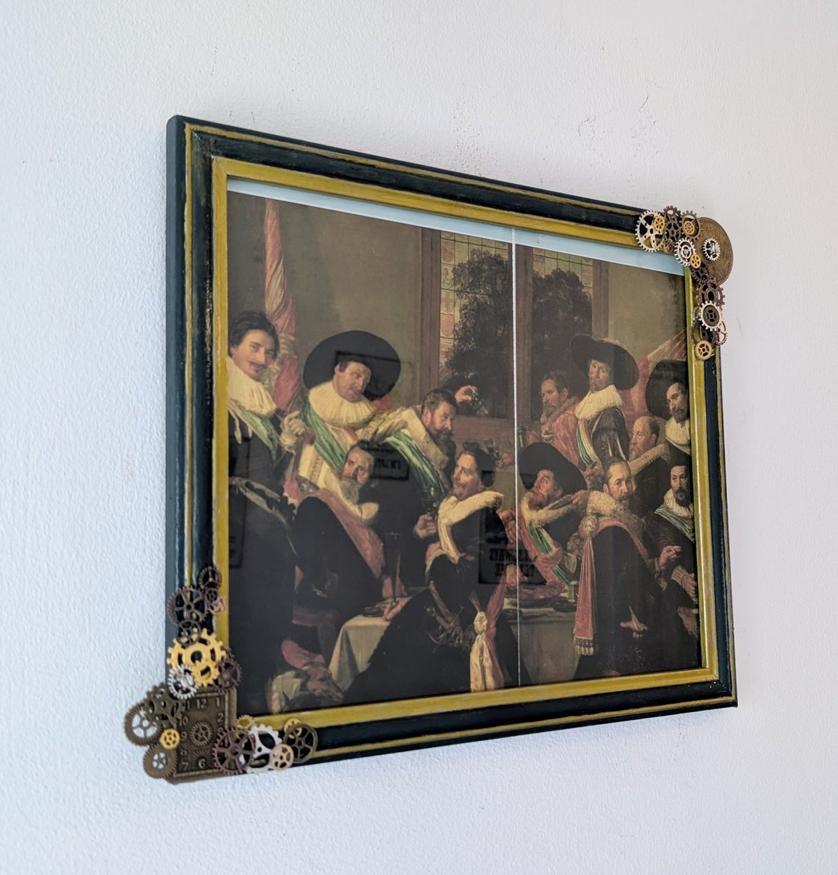12 x 10" Landscape Picture Frame in Green and Gold - Stempunk inspired Home Decor - Oh My Gothness