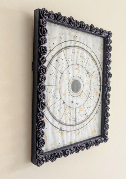 5 x 7" Portrait Wall Hanging Picture Frame. Purple Roses Romantic Gothic House Decor Gift