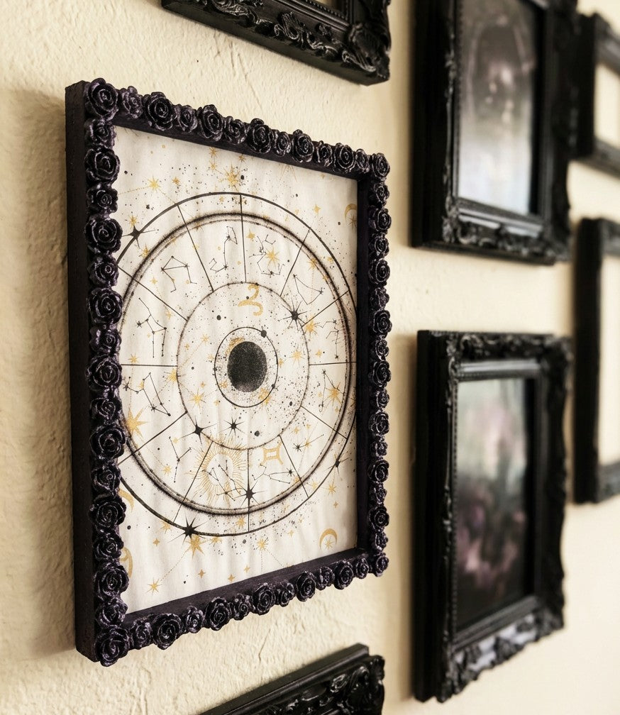 5 x 7" Portrait Wall Hanging Picture Frame. Purple Roses Romantic Gothic House Decor Gift