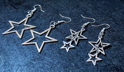 2 Pairs of Handmade Gothic Star Dangle Drop Earrings. - Oh My Gothness